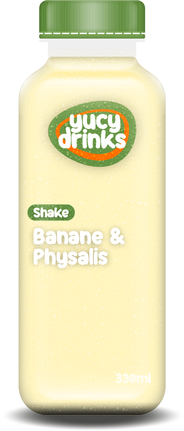 Flasche mit Banane & Physalis Shake