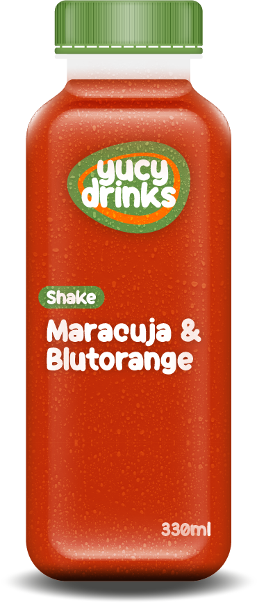Flasche mit Maracuja & Blutorange Shake