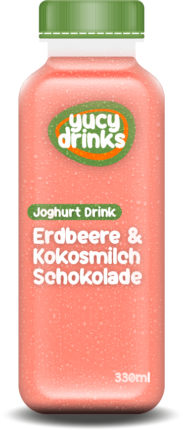 Flasche mit Erdbeere & Kokosmilch & Schokolade Joghurt Drink