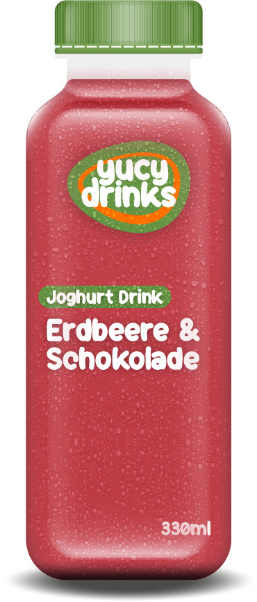 Flasche mit Erdbeere & Schokolade Joghurt Drink