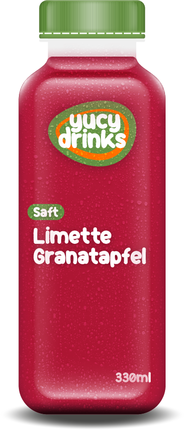 Flasche mit Limette & Granatapfel Saft