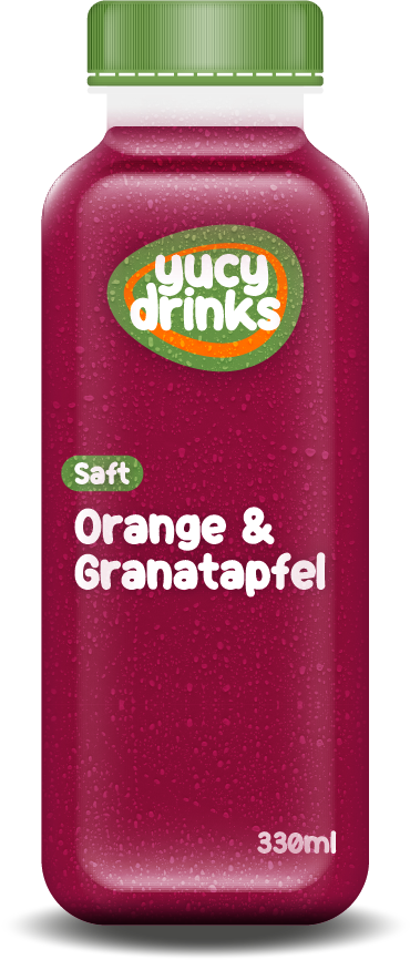Flasche mit Orange & Granatapfel Saft