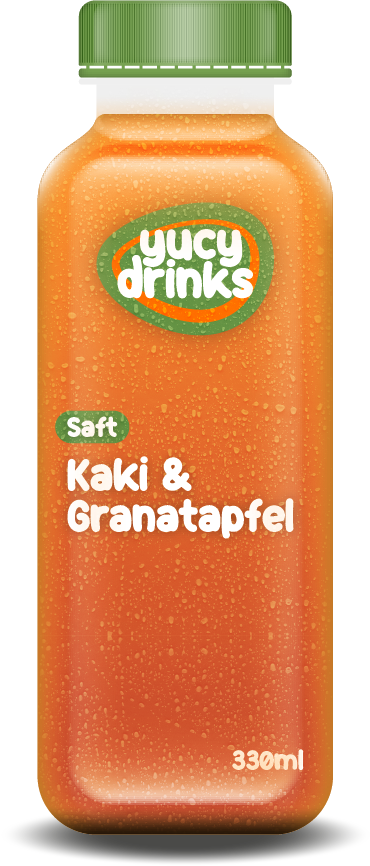 Flasche mit Kaki & Granatapfel Saft