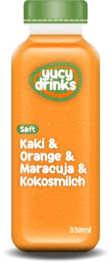 Flasche mit Kaki & Orange & Maracuja & Kokosmilch Saft