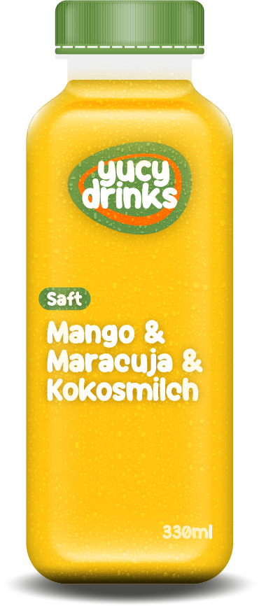 Flasche mit Mango & Maracuja & Kokosmilch Saft