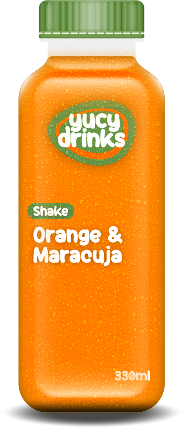 Flasche mit Orange & Maracuja Shake