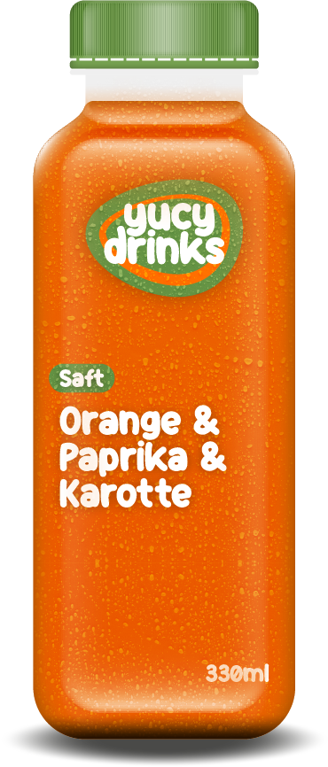 Flasche mit Orange & Paprika & Karotte Saft