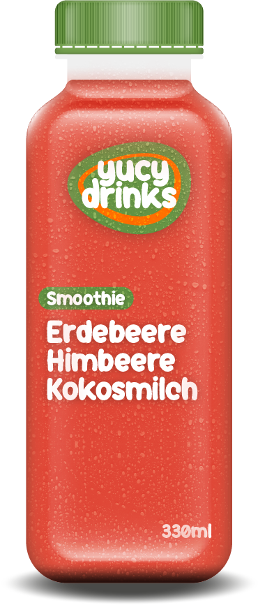 Flasche mit Erdbeere & Himbeere & Kokosmilch Smoothie